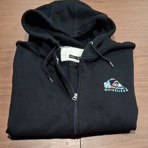 Quiksilver Black Hoodie with Multicolor Wave Logo